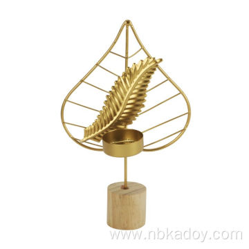 GOLD LEAF APPEARANCE IRON ORNAMENT (CANDLE HOLDER)